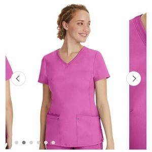 Healing Hands Purple Label Yoga pink scrubs. Tops and bottoms all size small.